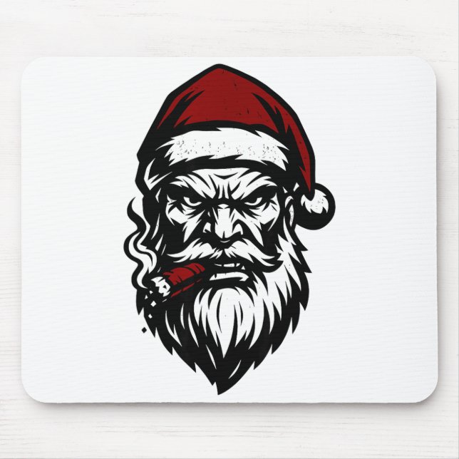 Savage Santa Claus Smoking Cigar Christmas  Mousepad (Vorne)