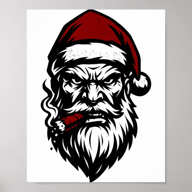 Savage Santa Claus Smoking Cigar Christmas  Poster (Vorne)