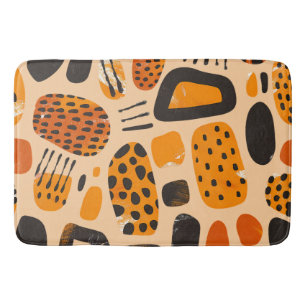"Savanna Pop: Stammes-Vibes in Orange und Schwarz" Badematte