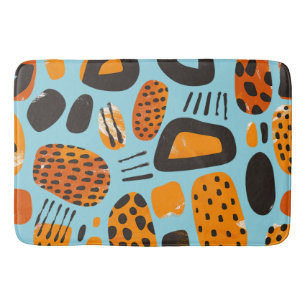 "Savanna Pop: Stammes-Vibes in Orange und Schwarz" Badematte