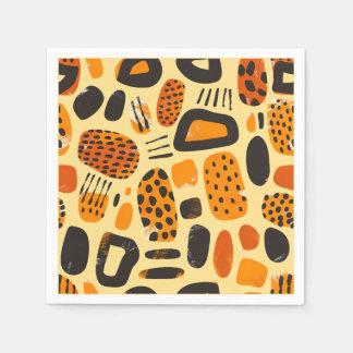 "Savanna Pop: Stammesvibes in Orange & Black" Serviette