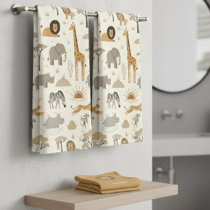 Savanna Sunrise Safari Muster ID1259 Badhandtuch Set