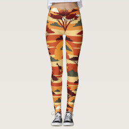 Savanna Sunset Retro Benutzerdefiniertes Muster Leggings