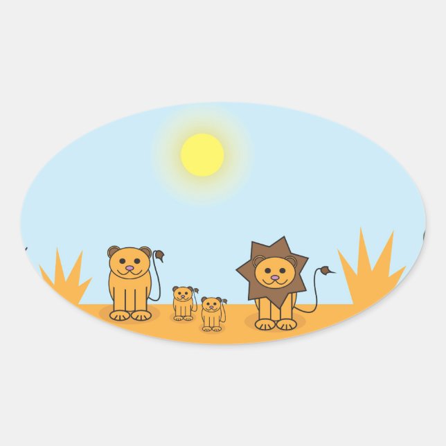 Savanna Tiere Ovaler Aufkleber (Vorderseite)