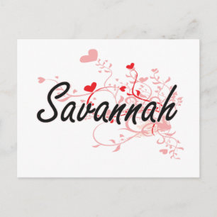 Savannah Artistic Name Design mit Herz Postkarte