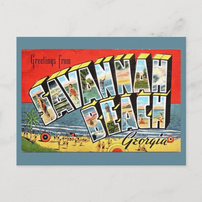 Savannah Beach Georgia 2 Begrüßung Postkarte (Vorderseite)