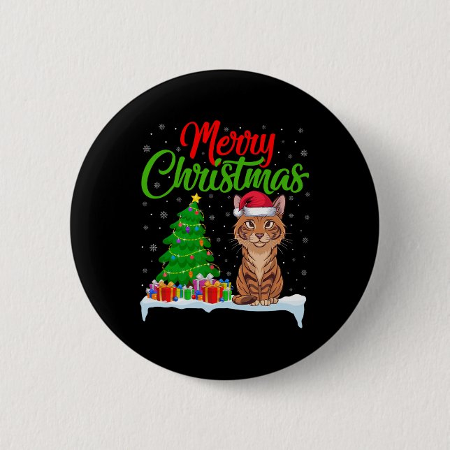 Savannah Cat Christmas Tree Lights Xmas Savannah C Button (Vorderseite)