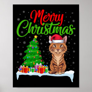 Savannah Cat Christmas Tree Lights Xmas Savannah C Poster