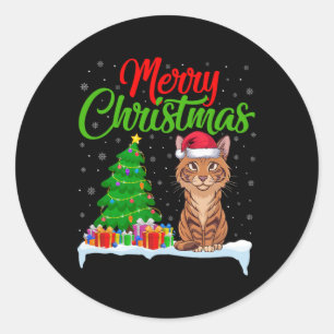Savannah Cat Christmas Tree Lights Xmas Savannah C Runder Aufkleber