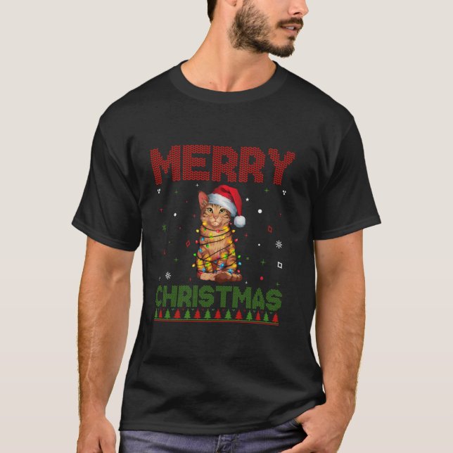 Savannah Cat Lovers Weihnachtsmannmütze Funny Ugly T-Shirt (Vorderseite)