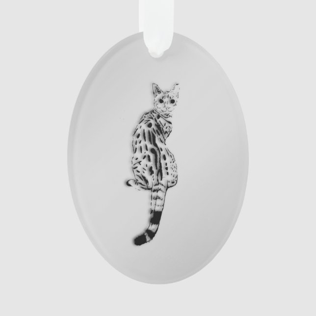 Savannah Cat Silver Ornament (Vorderseite)