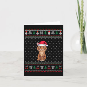 Savannah Cat Wearing Weihnachtsmannmütze Ugly Xmas Karte