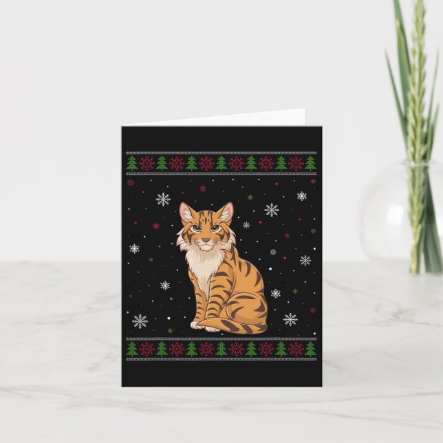 Savannah Cat Weihnachtskraut Männer Frauen Kinder  Karte (Vorderseite)