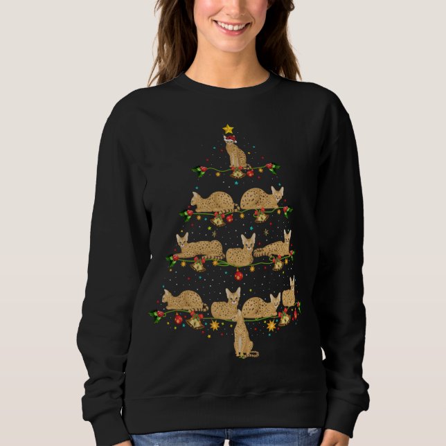 Savannah Cat Xmas Tree Geschenk Weihnachtsmannmütz Sweatshirt (Vorderseite)