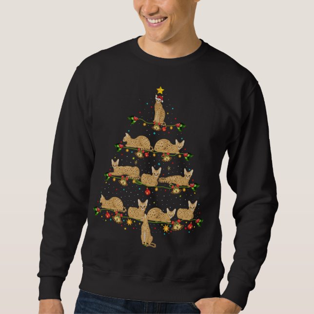 Savannah Cat Xmas Tree Geschenk Weihnachtsmannmütz Sweatshirt (Vorderseite)