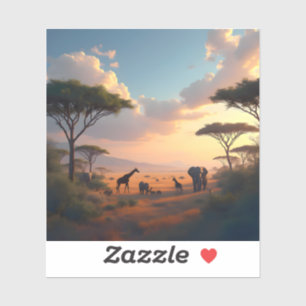 Savannah Dawn - Quadratisches Vinyl Aufkleber