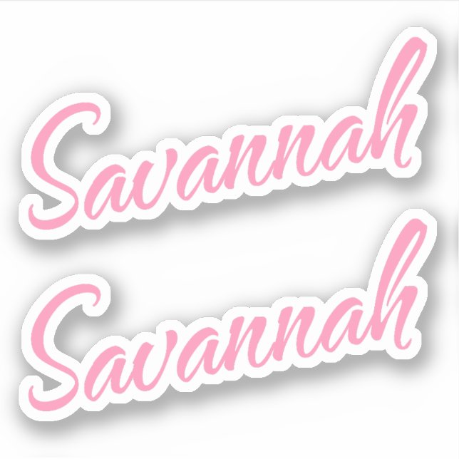 Savannah Decorative Name in Rosa x2 Aufkleber (Vorderseite)