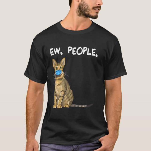 Savannah Ew People Cat Wear Gesichtsmaske T-Shirt (Vorderseite)