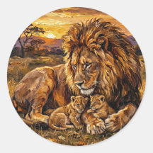 Savannah-Familienlöwen-Aufkleber | Arte a Oil Wild