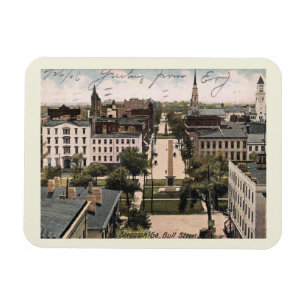 Savannah GA, Blick auf Bull St, Vintage 1906 Magnet