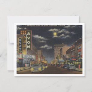 Savannah GA, Broughton St, View 1940s Postkarte