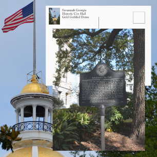 Savannah GA Historisches Rathaus Marker Fotografie Postkarte
