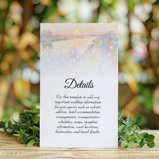 Savannah GA River Street Sunset Wedding Details Begleitkarte