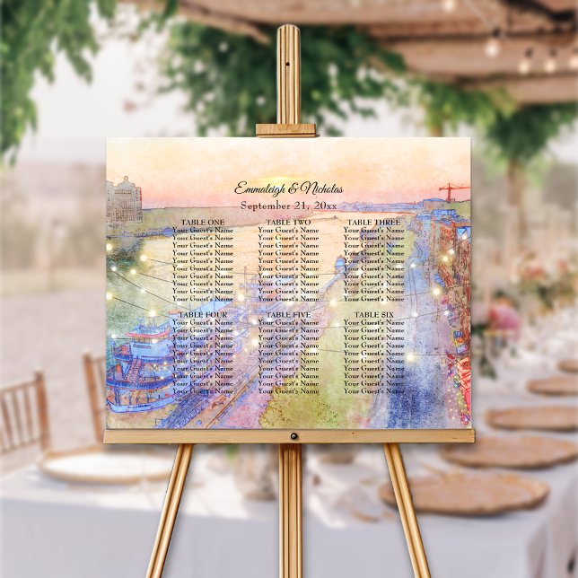 Savannah GA River Street Sunset Wedding Seat Chart Poster (Von Creator hochgeladen)