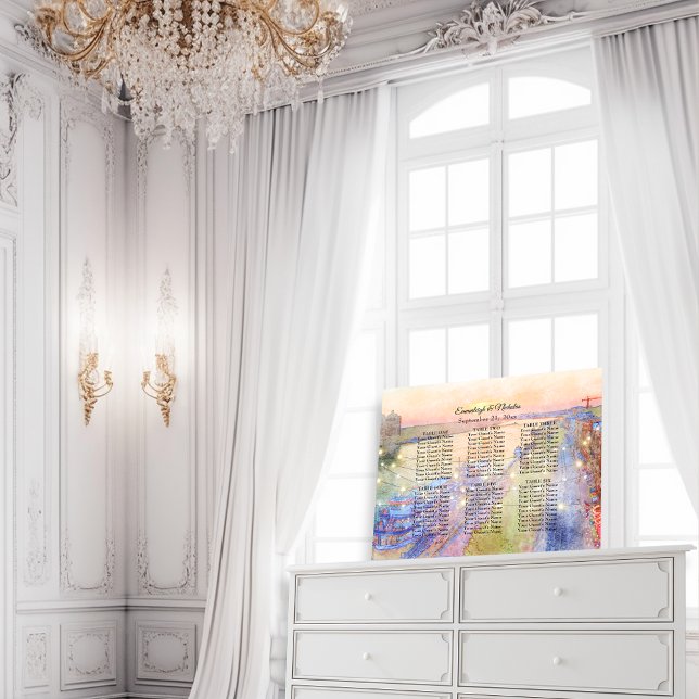 Savannah GA River Street Sunset Wedding Seat Chart Poster (Von Creator hochgeladen)