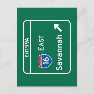 Savannah, GA Road Sign Postkarte