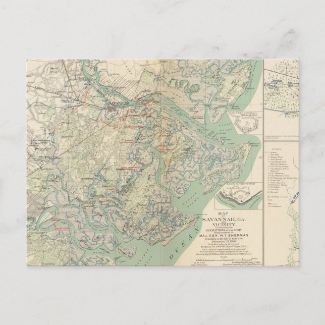 Savannah, Ga und Umgebung Postkarte (Vorderseite)