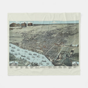 Savannah Georgia 1891 Vögel Augen Vintage Karte an Fleecedecke