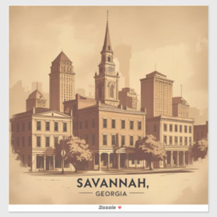 Savannah Georgia alte Skyline Aufkleber
