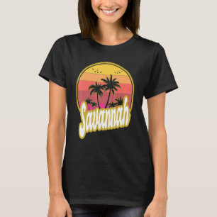 Savannah Georgia Beach Retro Sonnenuntergang T-Shirt