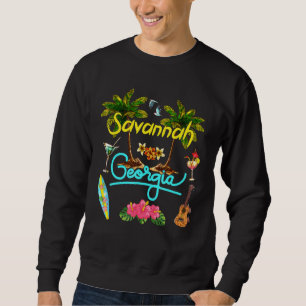 Savannah Georgia Beach Summer Palm Surf Sun Set Pa Sweatshirt