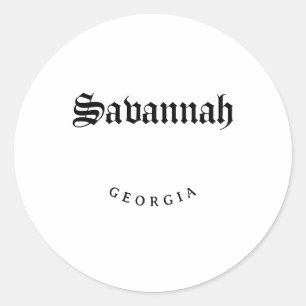 Savannah Georgia Black Schriftart Runder Aufkleber