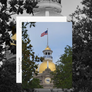 Savannah Georgia City Hall Gold Dome Fotografisch Postkarte