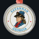 Savannah Georgia Colonial Ornament Aus Metall<br><div class="desc">Savannah,  Georgia invites history buffs to walk its colonial-era squares and cobblestone streets,  where its 1733 founding,  preserved town plan,  and centuries-old architecture create a vivid window into America’s early past.</div>