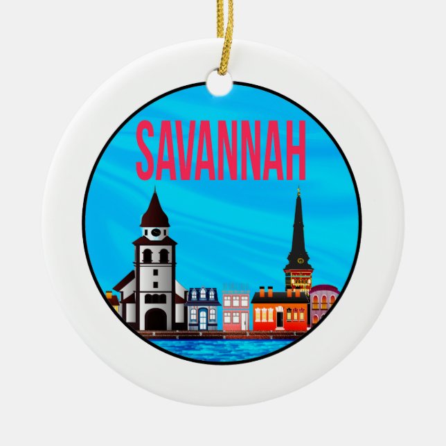 Savannah Georgia-Denkweise Keramik Ornament (Vorne)