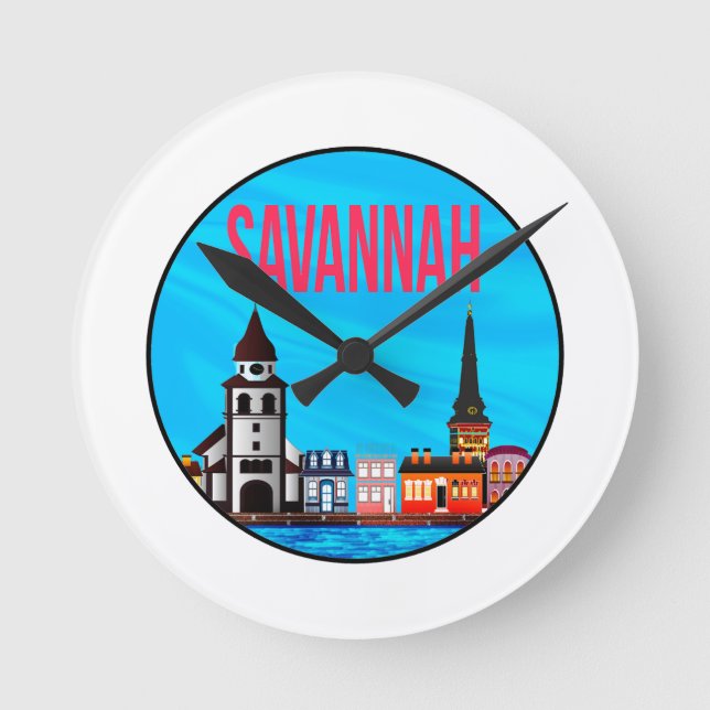 Savannah Georgia-Denkweise Runde Wanduhr (Vorderseite)
