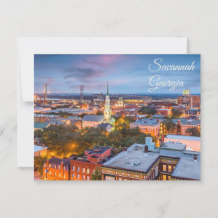 Savannah, Georgia Downtown View at Sunset Postkarte