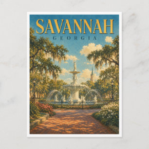 Savannah Georgia Forsyth Fountain GeoSaga Postkarte