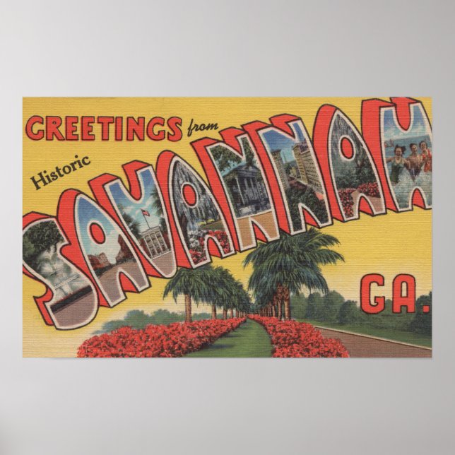 Savannah, Georgia (Historisch) - Großer Brief Poster (Vorne)