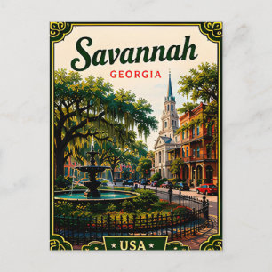 🌿 Savannah Georgia Historische Urlaubserinnerung Postkarte
