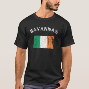 SAVANNAH GEORGIA Irish American Flag Abzeichen T-Shirt