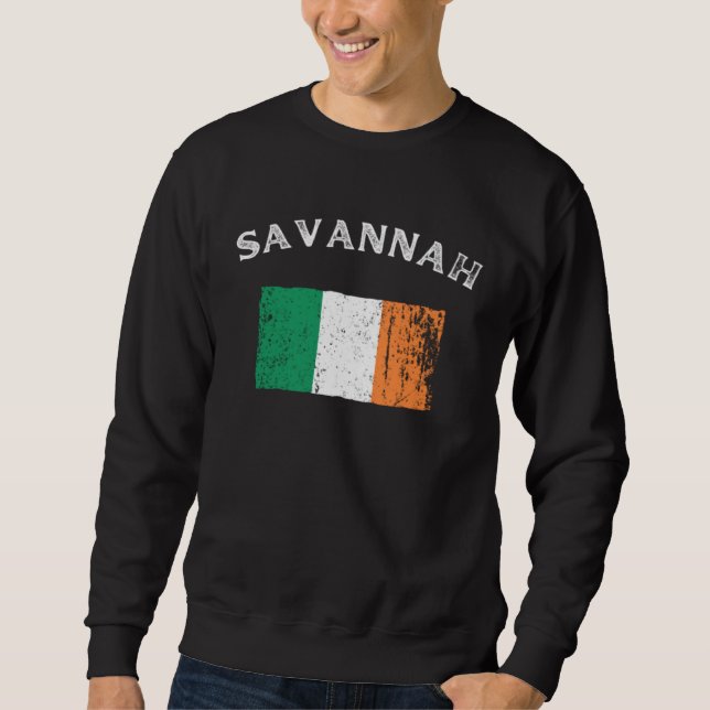SAVANNAH GEORGIA Irish American Flag Badge Sweatshirt (Vorderseite)