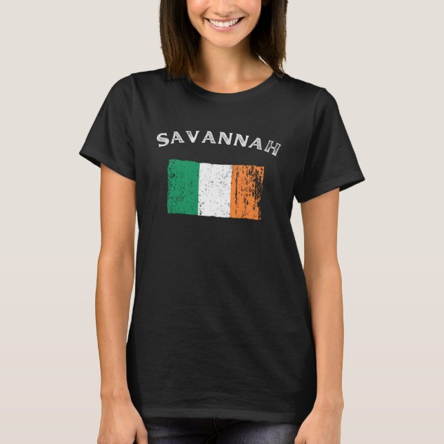 SAVANNAH GEORGIA Irish American Flag Badge T-Shirt (Vorderseite)