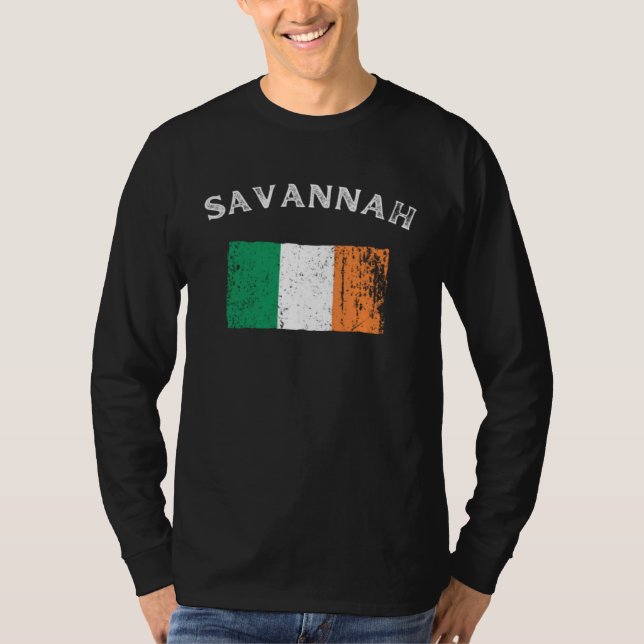 SAVANNAH GEORGIA Irish American Flag Badge T-Shirt (Vorderseite)