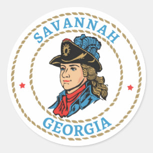 Savannah Georgia Kolonialstil Runder Aufkleber