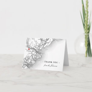 Savannah Georgia Map Wedding Personalisiert Dankeskarte